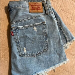 Levi's Distressed Light Blue Denim Shorts